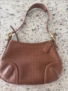 Y2K Coach Ergo Perforated Caramel Brown Leather Shoulder Bag